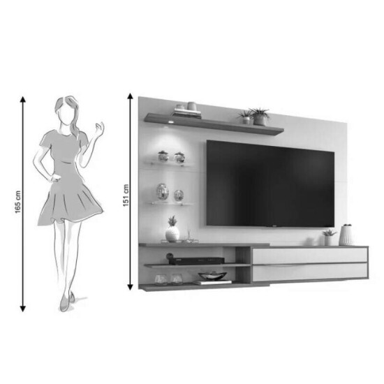 Painel NT 1115 Larg. 1.80m Off White/Freij� C/ Led para TV at� 60\\\" - Not�vel