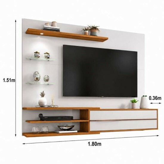 Painel NT 1115 Larg. 1.80m Off White/Freij� C/ Led para TV at� 60\\\" - Not�vel