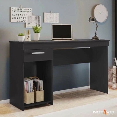 Mesa Office NT 2070 Larg. 1.08m Preto 1 Gaveta Not�vel - Oferta