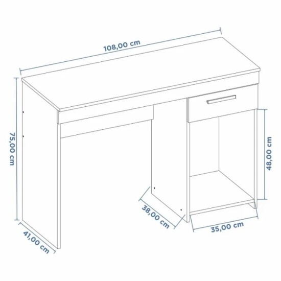 Mesa Office NT 2070 Larg. 1.08m Preto 1 Gaveta Not�vel - Oferta