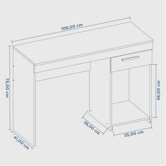 Mesa Office NT 2070 Larg. 1.08m Branco 1 Gaveta Not�vel - Oferta