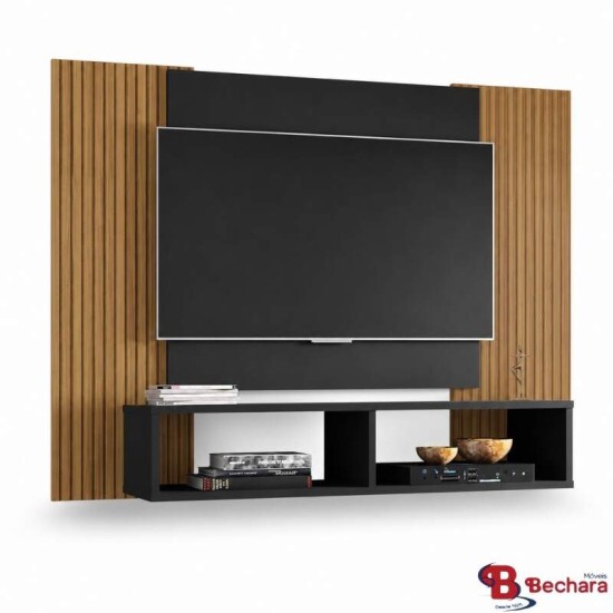 Painel Navi Larg. 1.20m Preto Ripado para TV at� 47\\\" - Bechara