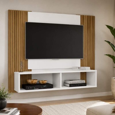 Painel Navi Larg. 1.20m Branco Ripado para TV at� 47