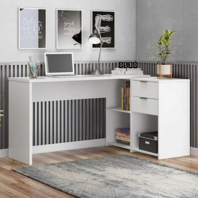 Mesa Office NT 2060 Larg. 2.00m Branco 2 Gavetas Not�vel - Oferta