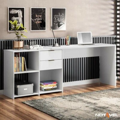 Mesa Office NT 2060 Larg. 2.00m Branco 2 Gavetas Not�vel - Oferta
