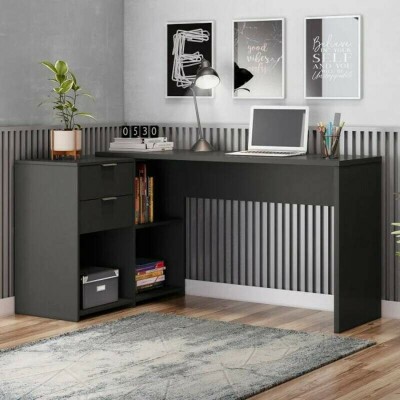 Mesa Office NT 2060 Larg. 2.00m Preto 2 Gavetas Not�vel - Oferta