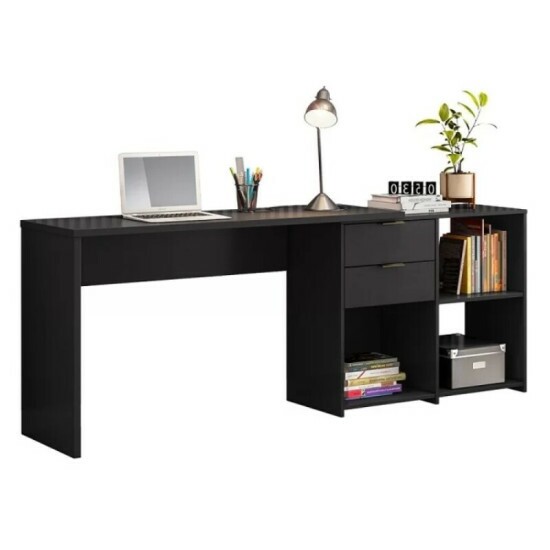 Mesa Office NT 2060 Larg. 2.00m Preto 2 Gavetas Not�vel - Oferta