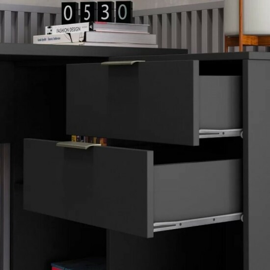 Mesa Office NT 2060 Larg. 2.00m Preto 2 Gavetas Not�vel - Oferta