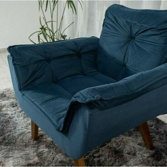 Poltrona P�rola Veludo Azul