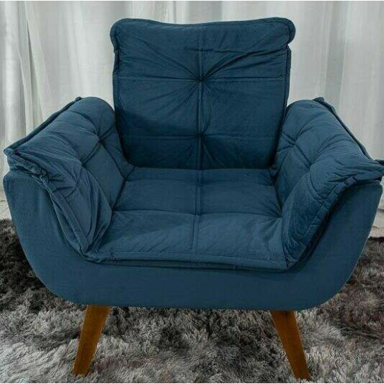Poltrona P�rola Veludo Azul
