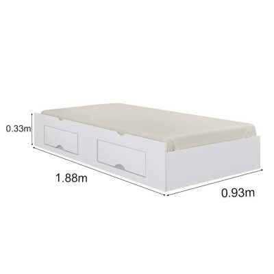 Cama Auxiliar Solteiro 2 Gavetas Branca 93x188x33 - D Doro