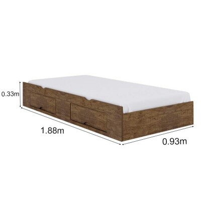 Cama Auxiliar Solteiro 2 Gavetas Yp� 93x188x33 - D Doro