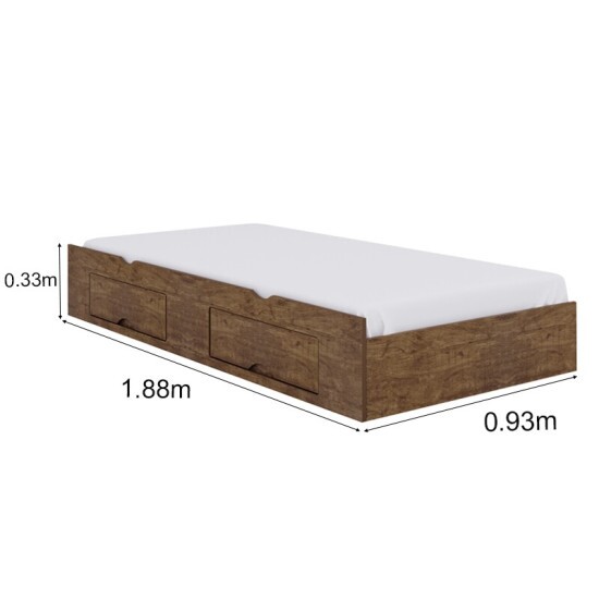 Cama Auxiliar Solteiro 2 Gavetas Yp� 93x188x33 - D Doro