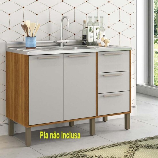 Balc�o Paris para Pia Larg. 1.20m Cinamomo/Off White Sall�to