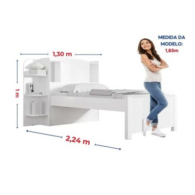 Cama Solteiro Mil�nio Branca Cabeceira C/ Ba� - D Doro