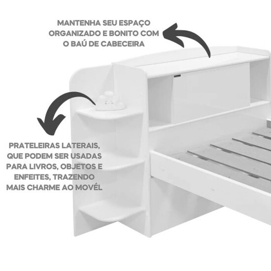 Cama Solteiro Mil�nio Cinamomo Cabeceira C/ Ba� Larg. 1.30m - D Doro