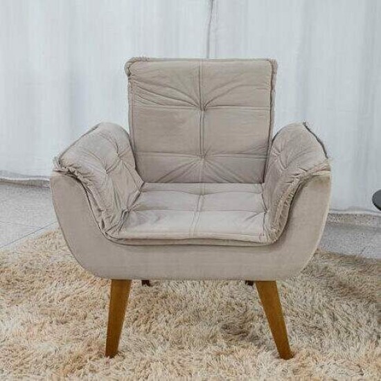 Poltrona P�rola Veludo Capuccino