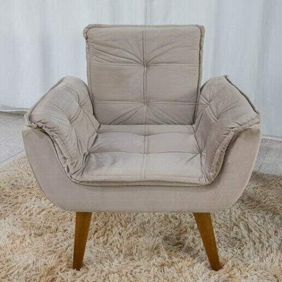 Poltrona P�rola Veludo Capuccino