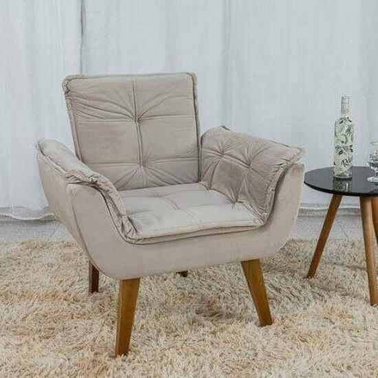 Poltrona P�rola Veludo Capuccino