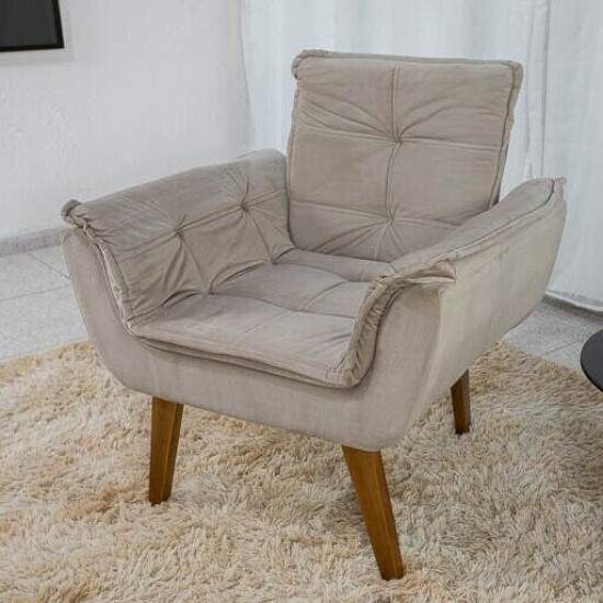 Poltrona P�rola Veludo Capuccino