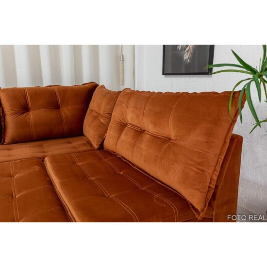 Sof� de Canto V�nus Veludo Terracota 549