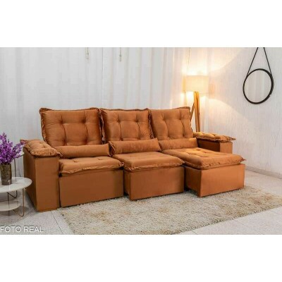 Sof Retrtil Reclinvel Grcia 2.70m Veludo Terracota - Sem Caixa