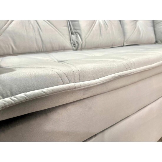Sof� Canto 5 lugares com Puff Alemanha Veludo Cinza A38