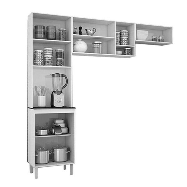 Cozinha Compacta Isadora Branco 8 Portas Larg. 2.02m - Poquema