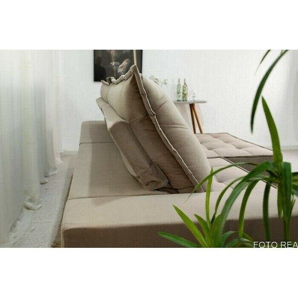 Sof Retrtil Reclinvel Berlim 2.90m Veludo Cinza 813 - D33 e Molas Ensacadas