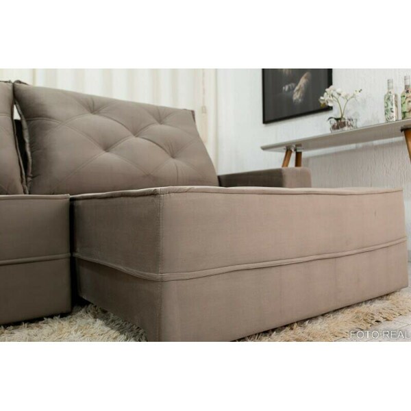 Sof Retrtil Reclinvel Berlim 2.90m Veludo Cinza 813 - D33 e Molas Ensacadas