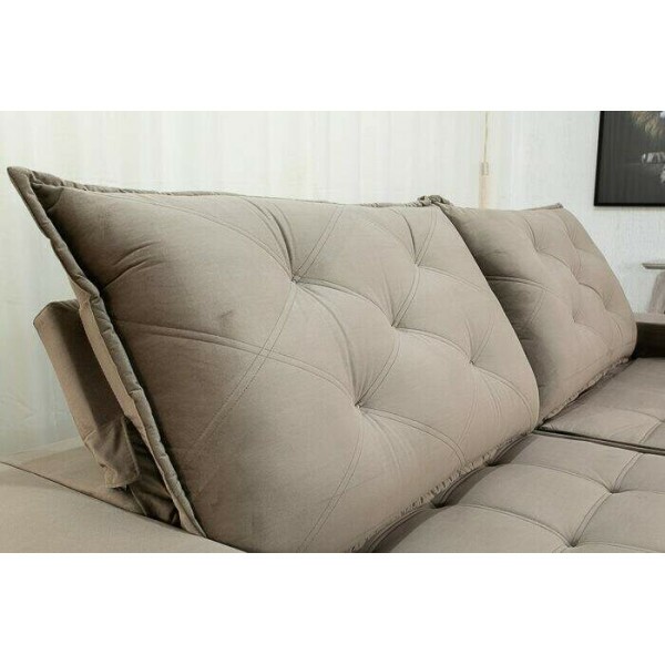 Sof Retrtil Reclinvel Berlim 2.90m Veludo Cinza 813 - D33 e Molas Ensacadas