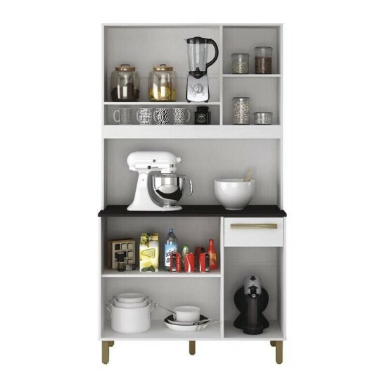 Arm�rio Ametista 05 Portas 01 Gaveta Cinamomo/Grafite Larg.1.10m Valdemoveis