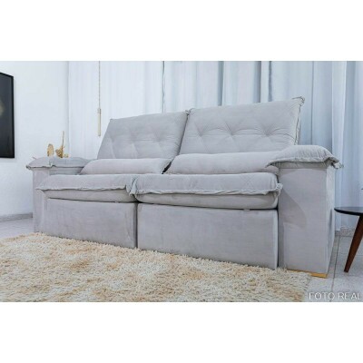 Sof Retrtil Reclinvel Califrnia 2.50m Veludo Cinza 562 - D28 Hiper