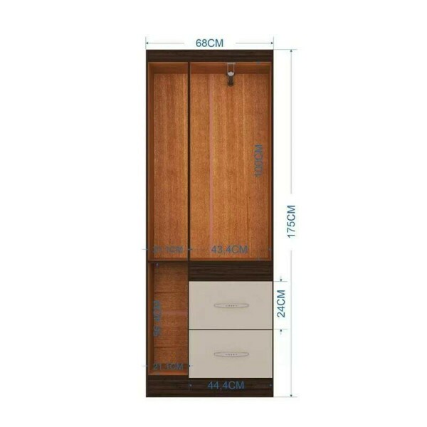Roupeiro Solteiro Milo Chocolate/Off 3 Portas 2 Gavetas Larg. 0.68m - Poquema