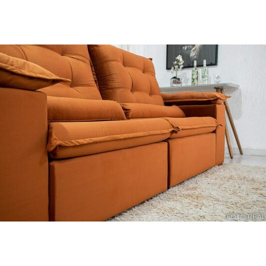 Sof� Retr�til Reclin�vel Madri 2.30m Veludo Terracota 24 - D28 Soft