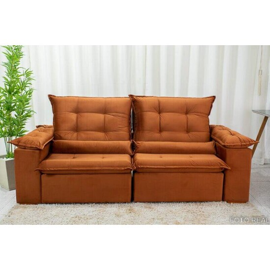 Sof� Retr�til Reclin�vel Madri 2.30m Veludo Terracota 24 - D28 Soft