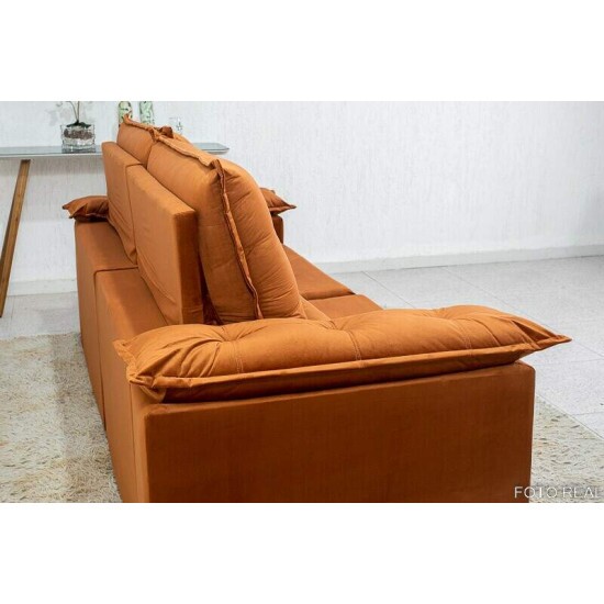 Sof� Retr�til Reclin�vel Madri 2.30m Veludo Terracota 24 - D28 Soft