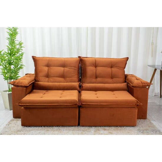 Sof� Retr�til Reclin�vel Madri 2.30m Veludo Terracota 24 - D28 Soft
