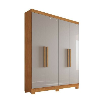 Guarda-Roupa Solteiro 4 Portas Larg. 1.20m Sergipe Nature/Off White 100% MDF Com Ps Bianchi
