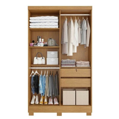Guarda-Roupa Solteiro 4 Portas Larg. 1.20m Sergipe Nature/Off White 100% MDF Com Ps Bianchi