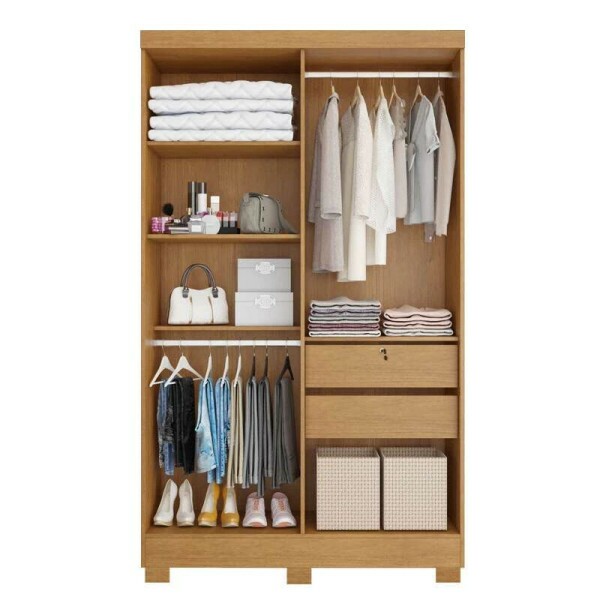 Guarda-Roupa Solteiro 4 Portas Larg. 1.20m Sergipe Nature 100% MDF Com Ps Bianchi