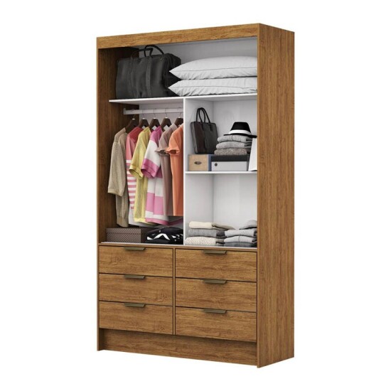 Roupeiro Solteiro Sevilha Freij� 2 Portas C/ 1 Espelho 6 Gavetas Larg. 1.08m - Carioca
