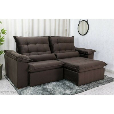 Sof Retrtil Reclinvel Emanuelly 2.30m Veludo Marrom - D28 Soft