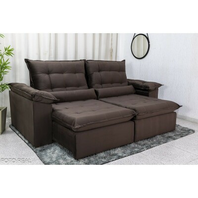 Sof Retrtil Reclinvel Emanuelly 2.30m Veludo Marrom - D28 Soft