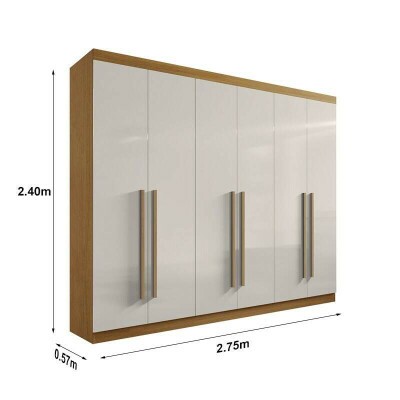 Guarda-roupa Casal 2,75m Da Vinci Plus Cinamomo/Off 6 Portas 6 Gavetas 100% MDF - D Doro