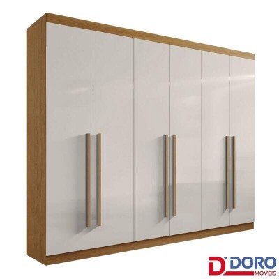 Guarda-roupa Casal 2,75m Da Vinci Plus Cinamomo/Off 6 Portas 6 Gavetas 100% MDF - D Doro