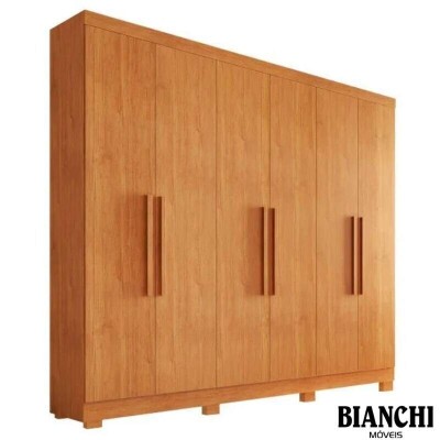 Guarda-Roupa Casal Sergipe Larg. 1.80m 6 Portas Nature 100% MDF C/P�s - Bianchi