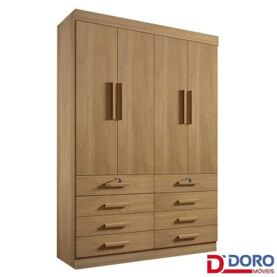 Roupeiro Solteiro M�naco Cinamomo 4 Portas 8 Gavetas Larg. 1.60m - D Doro