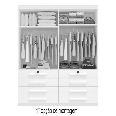 Roupeiro Solteiro M�naco Cinamomo/Off 4 Portas 8 Gavetas Larg. 1.60m - D Doro