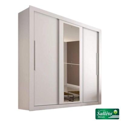 Guarda-Roupa Casal 3 Portas New Panam� c/Espelho T�quio Branco Larg. 1.85m Sall�to